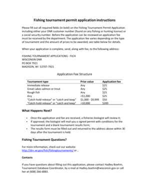 Wisconsin Fishing Tournament Permit Application