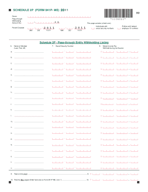 Schedule 2P Form 941P-ME 2011