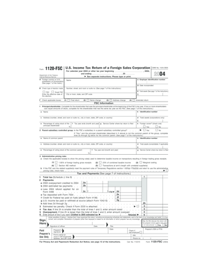 Form 1120-FSC US Foreign Sales Corporation Tax Return