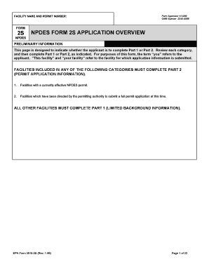 NPDES Form 2S Application