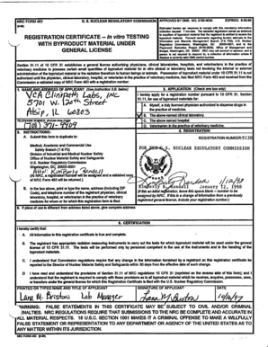 NRC Form 483 Registration Certificate