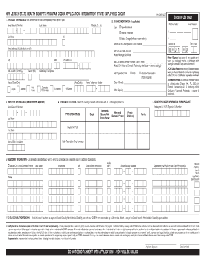New Jersey COBRA Application for Intermittent State Employees