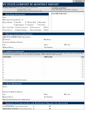 NY State Lobbyist Bi-Monthly Report