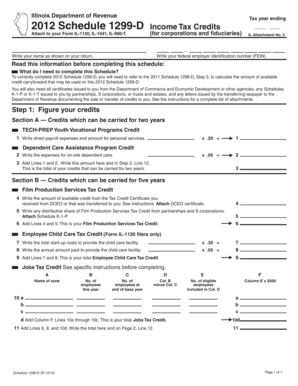 Illinois Schedule 1299-D Income Tax Credits