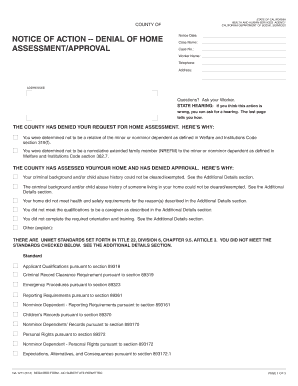 California Home Assessment Denial Notice