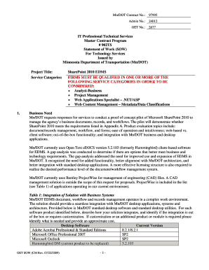 Job schedule template excel - MnDOT Contract No - mn