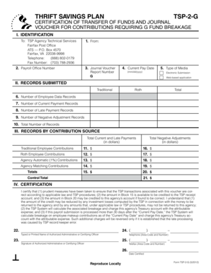 TSP-2-G Certification of Transfer of Funds