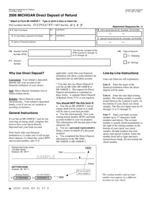 Michigan Direct Deposit of Refund Form
