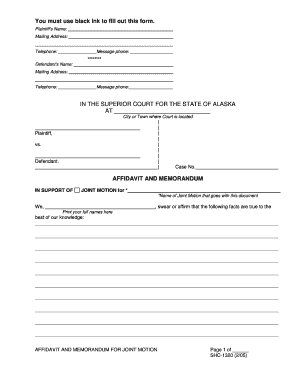 Affidavit and Memorandum for Joint Motion