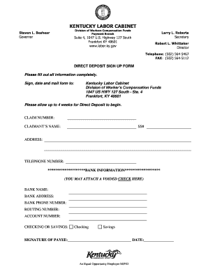 Kentucky Direct Deposit Sign Up Form