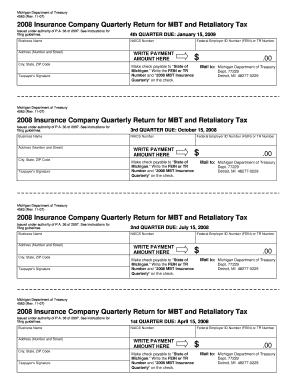Michigan 2008 Insurance Company Quarterly Return