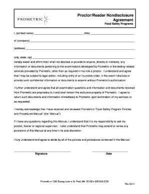 Proctor/Reader Nondisclosure Agreement