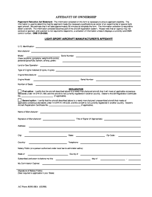 Aircraft Registration Affidavit