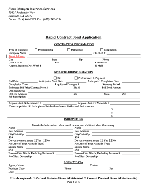 Rapid Contract Bond Application