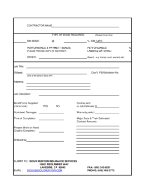 Contractor Bond Application Form