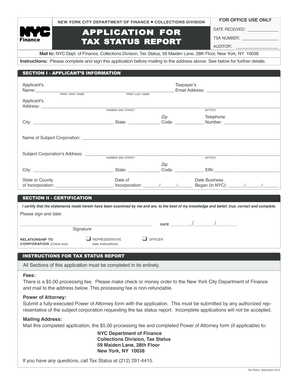 New York City Tax Status Report Application