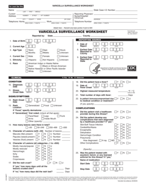 Varicella Surveillance Worksheet