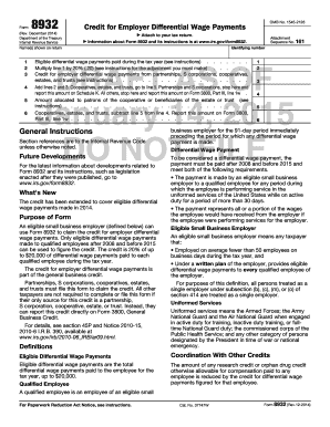 IRS Form 8932 Credit for Employer Differential Wage Payments