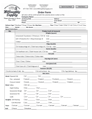 Roofing Order Form