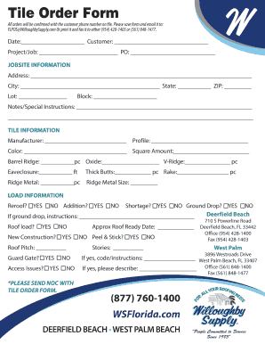 Tile Order Form