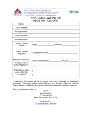 California Application Workshop Registration Form