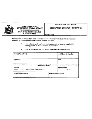 New York State Health Insurance Declination Form