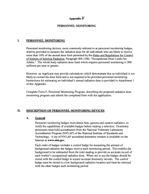 Personnel Monitoring Program Form