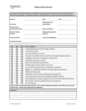 Mobile Crane Checklist