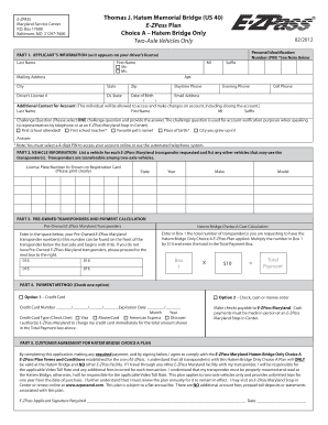 E-ZPass Hatem Bridge Choice A Plan Application