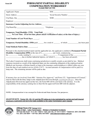 Utah Permanent Partial Disability Compensation Worksheet