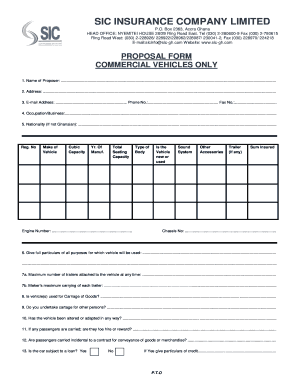 Commercial Vehicle Insurance Proposal Form