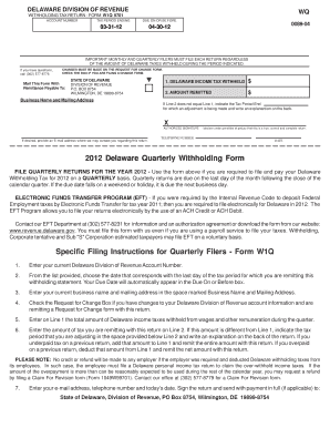 Delaware Quarterly Withholding Tax Return