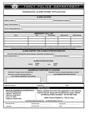 Residential Alarm Permit Application