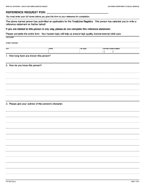 California TrustLine Registry Reference Form