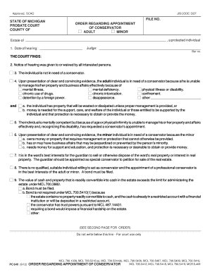Michigan Conservatorship Appointment Order