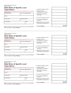 Michigan State Share of Specific Local Taxes Return