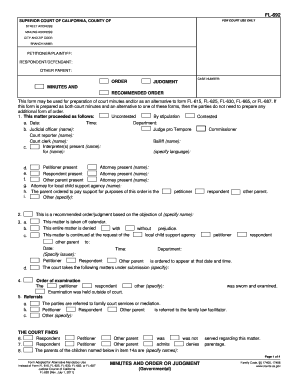 California Court Minutes and Order Form