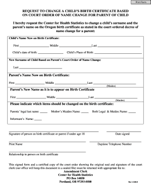 Request to Change a Child’s Birth Certificate Based on Court Order