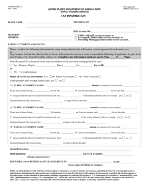 USDA Rural Housing Service Tax Information Form