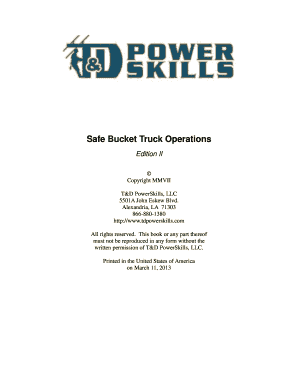 Safe Bucket Truck Operations Training Workbook