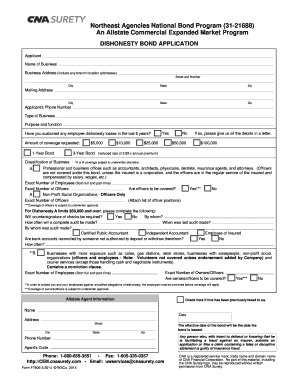 Dishonesty Bond Application