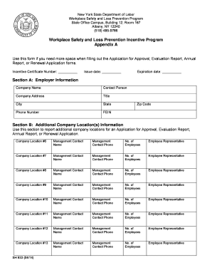 New York Workplace Safety Incentive Program Appendix A