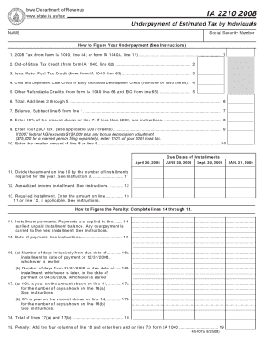 Iowa Underpayment of Estimated Tax Form