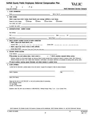 Suffolk County Public Employees Deferred Compensation Plan Mutual Fund Administrative Change Form