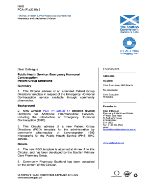 NHS Patient Group Direction for Emergency Hormonal Contraception