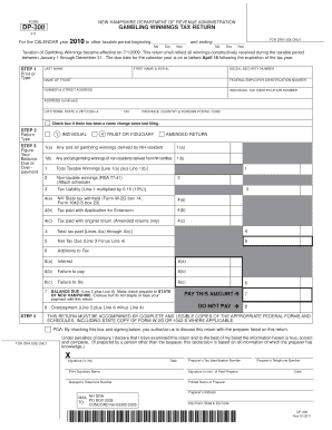New Hampshire DP-300 Gambling Winnings Tax Return