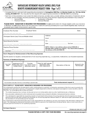 VantageCare Retirement Health Savings Reimbursement Form