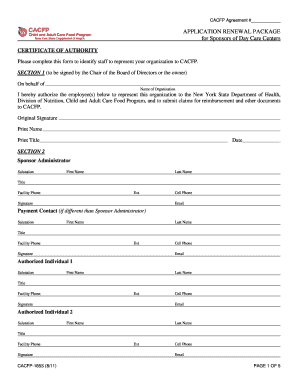 CACFP Agreement Renewal Form