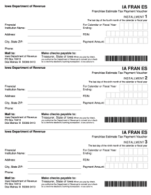 Iowa Franchise Tax Payment Voucher