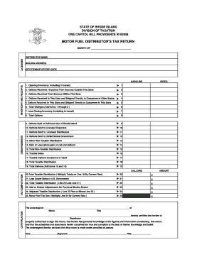 Rhode Island Motor Fuel Distributor's Tax Return